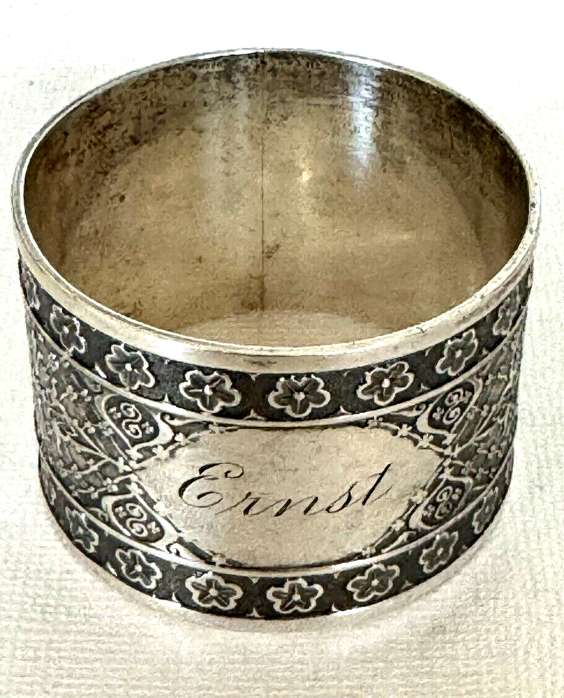 TIFFANY PERSIAN Sterling Napkin Ring Mono ERNST