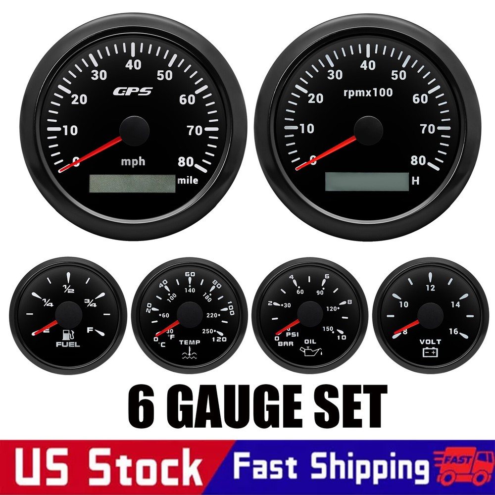85mm Waterproof GPS Speedometer Tachometer 0-80MPH for Marine Boat Car Truck US