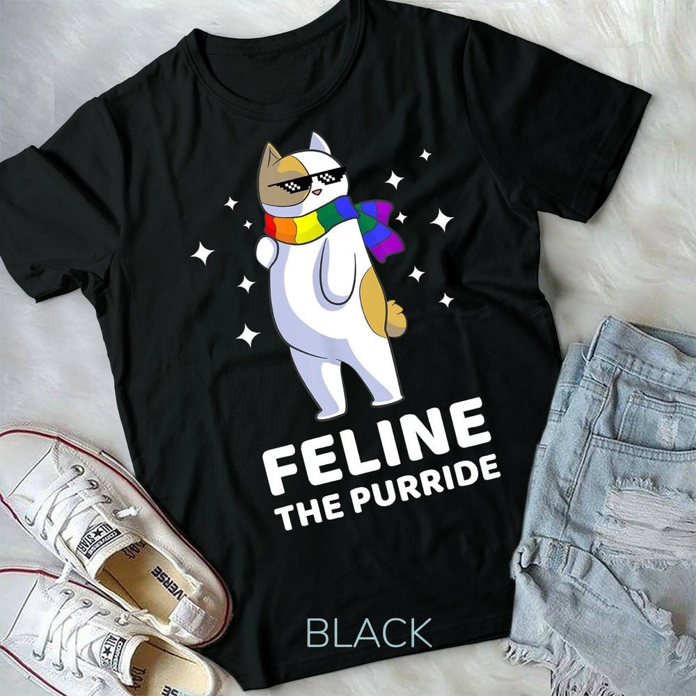 Feline The Purride LGBT Gay Pride Cat Unisex Form T-Shirt