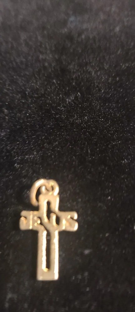 Cross Pendant Charm Goldtone Christian Faith Jesus Prayer Religion