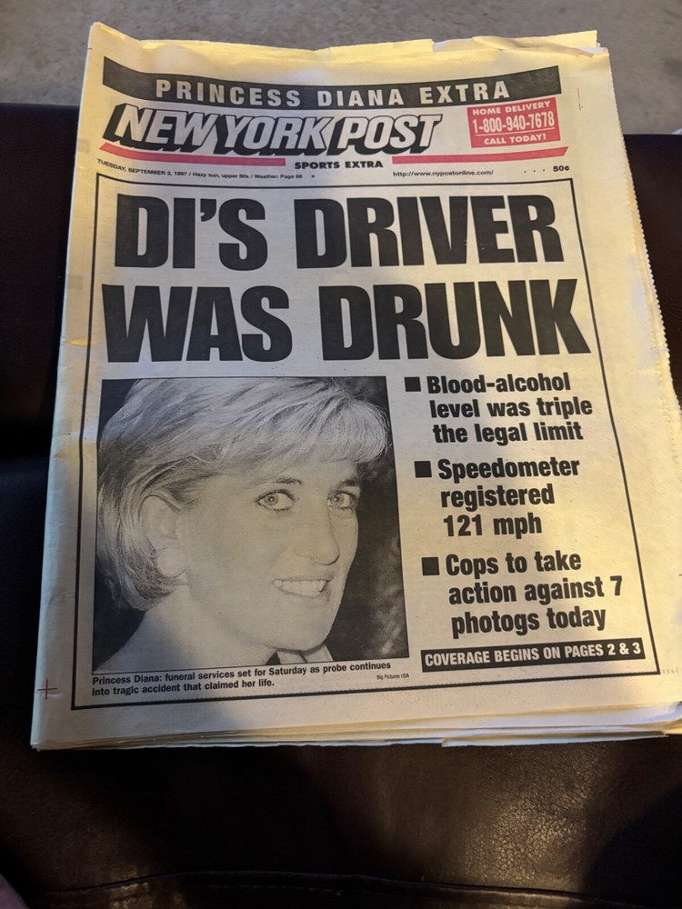 PRINCESS DIANA DRIVER WAS DRUNK NEW YORK POST September 2, 1997