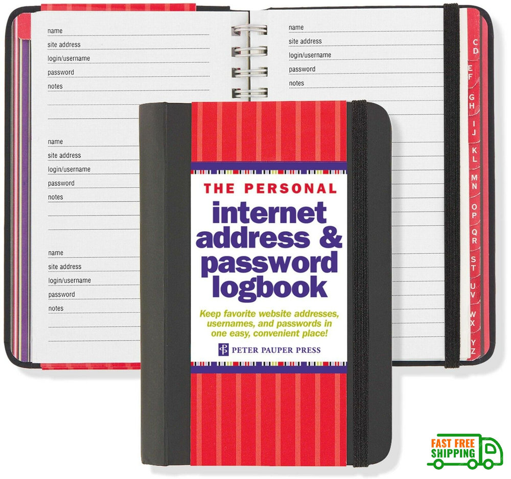Internet Password Manager Notebook 4x6 Personal Logbook Address Keeper  -image