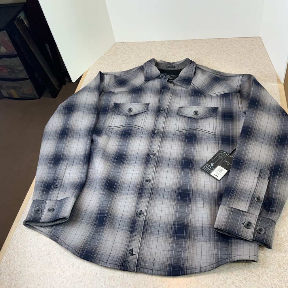 Cody James Men’s Plaid Fleece-Lined Flannel Shacket Jacket Size L NWT