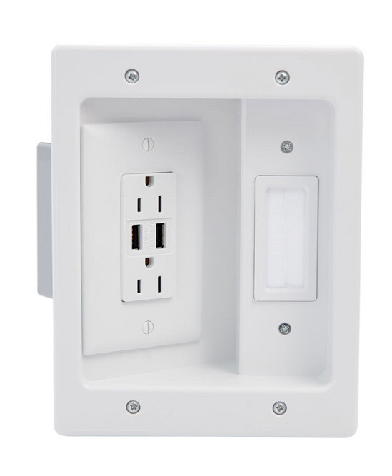 In Wall TV Connection Kit with USB White