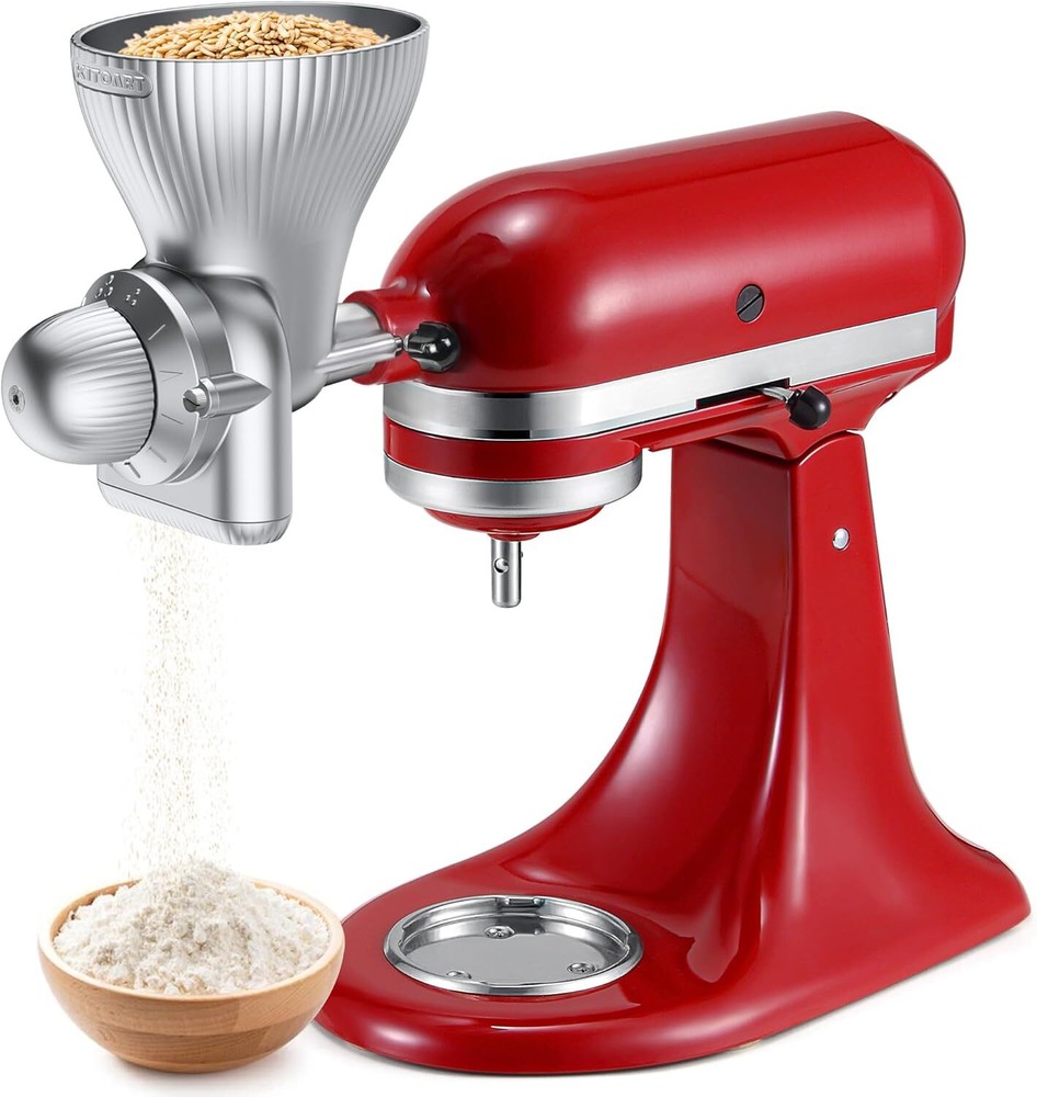 All Metal Grain Mill Attachment for KitchenAid Stand Mixer in Durable Stainless Steel