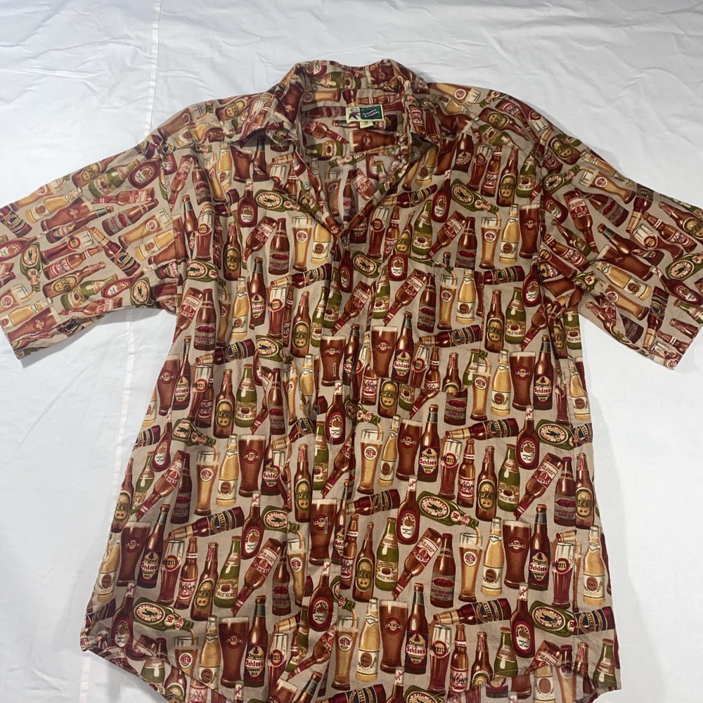 VTG Johnny Cotton Button Up Medium Made In USA  Old School Beer