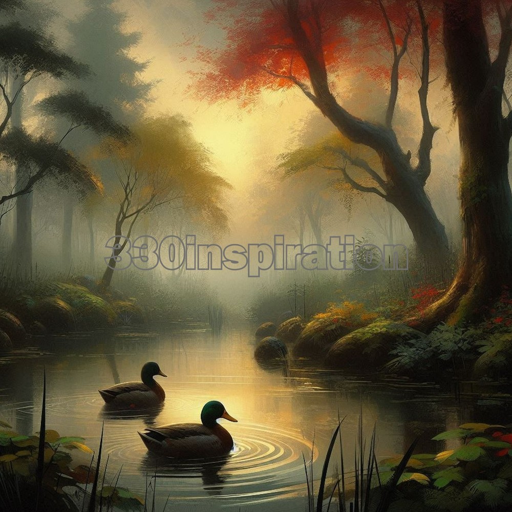 Colorful Duck Pond Desktop Wallpaper Digital Art Background #A31-image