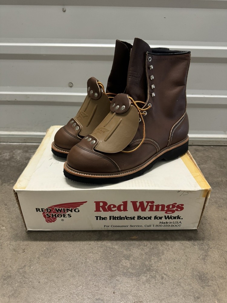 Vintage Red Wing 4488 Steel Toe Work Boots Brown Leather Mens Size 13 New NOS