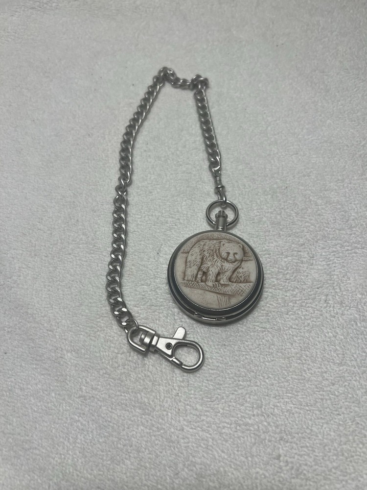 Vintage Cedar Creek Men's Stainless Steel Quartz Pocket Watch For Parts