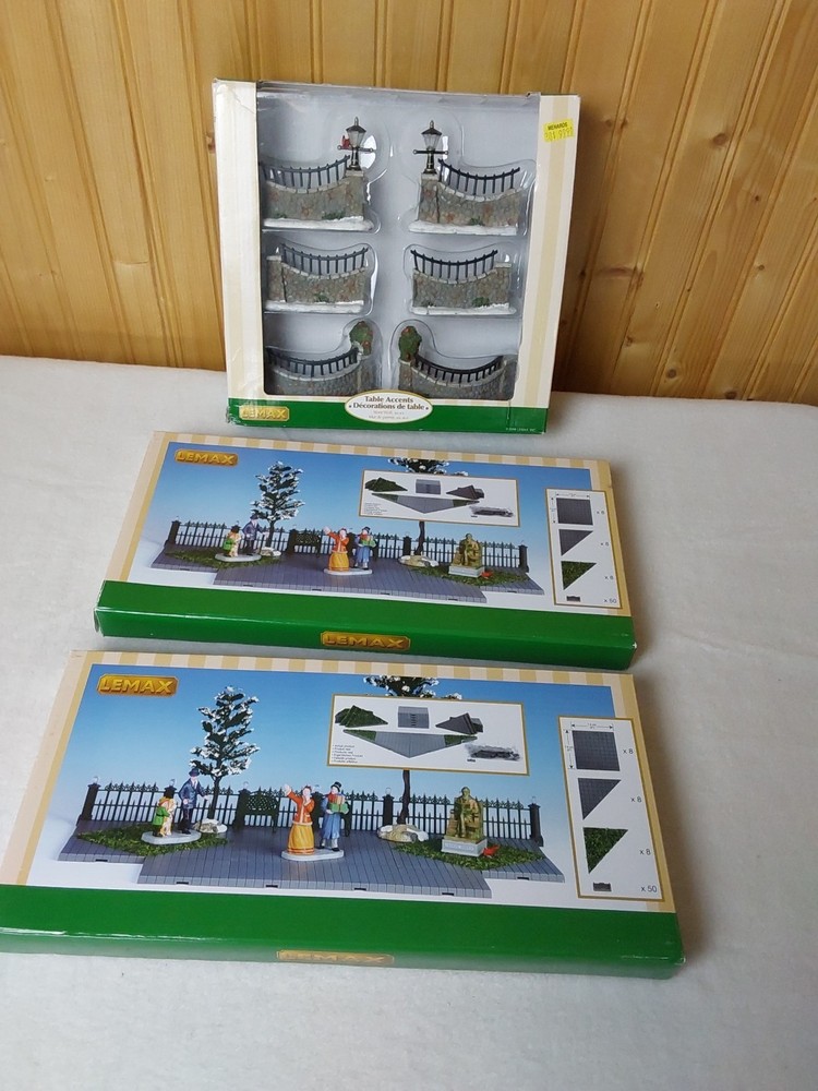 Lemax Stone Wall Set of 6 with 2 Lemax Landscape 24-Piece Kits