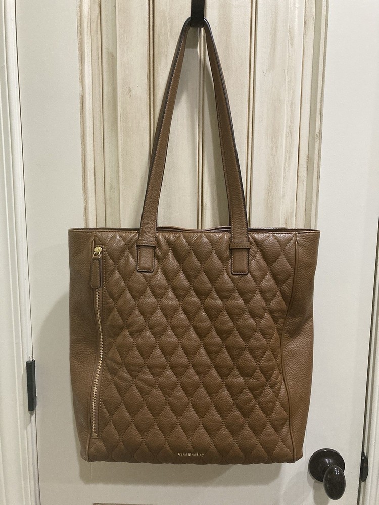 Vera Bradley Cognac Quilted Leather Tote Bag for Women