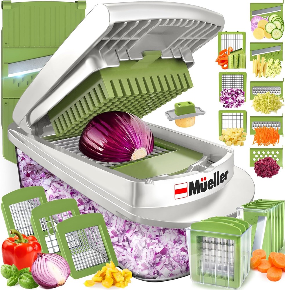 Mueller Pro-Series 10-in-1 8-Blade Vegetable Spiralizer in White Sand and Green
