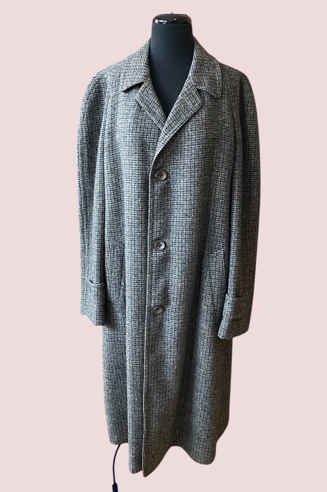 Harris Tweed Men’s Overcoat 48R Classic Vintage Scottish Wool Coat VGC