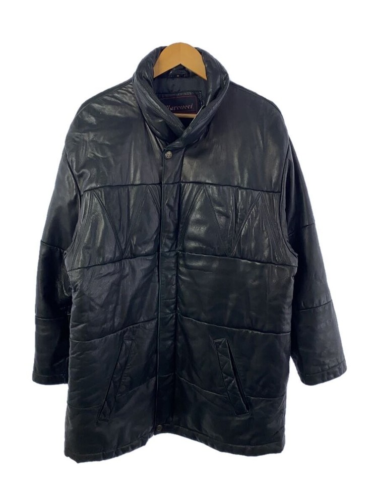 Men's Black Cowhide Leather Blouson Jacket Plain Style 1266