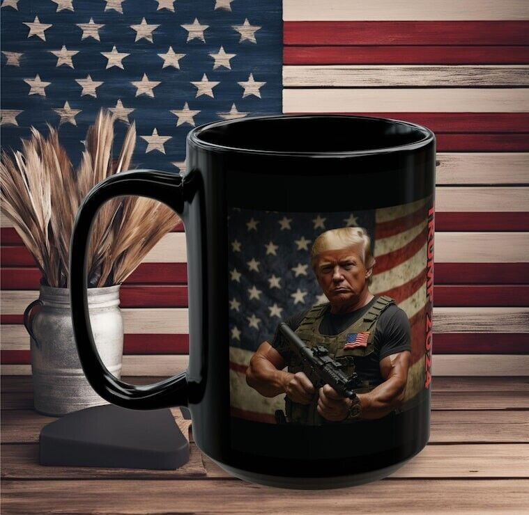 Rambo Trump Ceramic Coffee Mug, Funny Cup to Make America Great Again