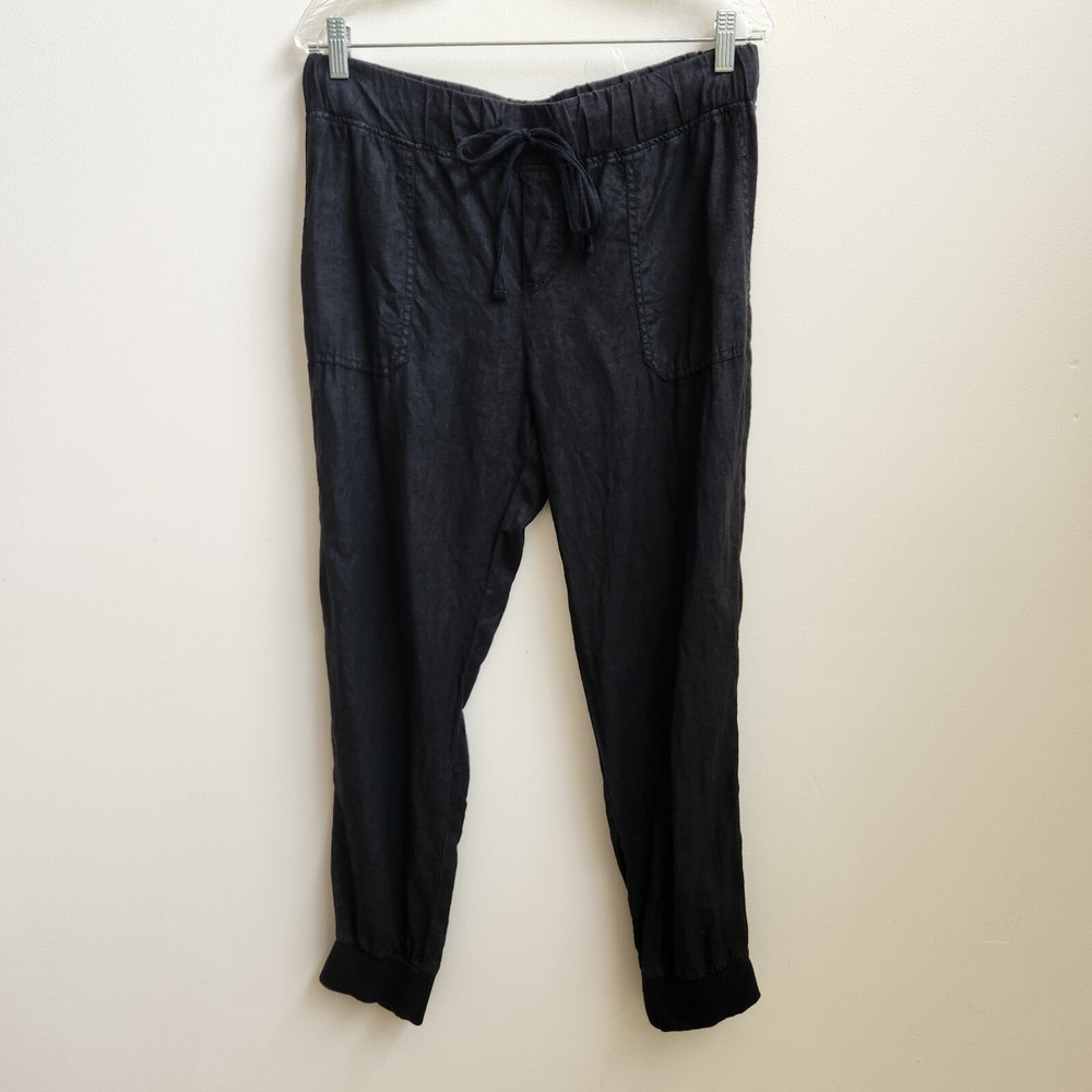 Caslon Joggers Womens M Black Lightweight Breathable Drawstring Minimalist Beach