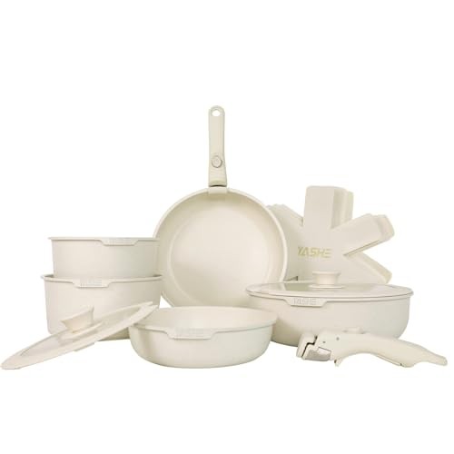 13-Piece Nonstick Granite Cookware Set with Detachable Handle