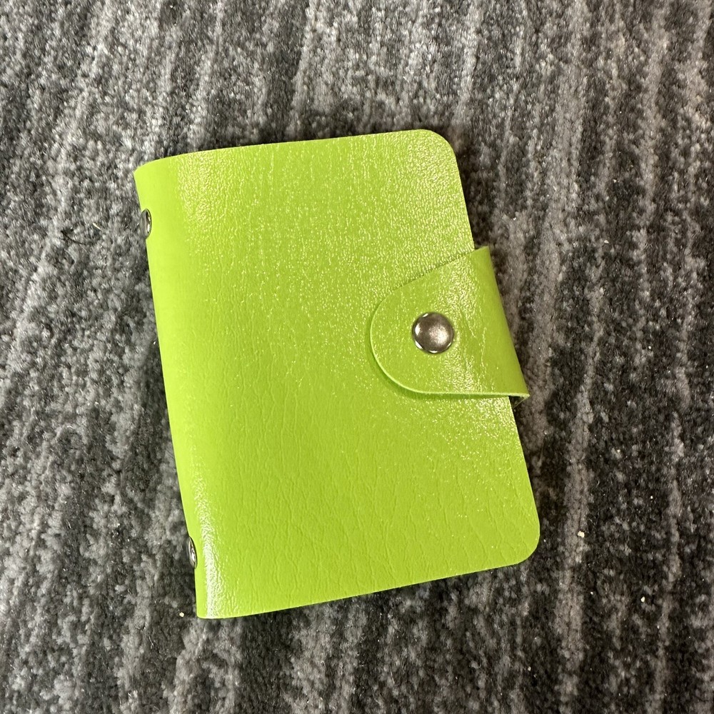 Credit Card Case Soft Pocket ID 12/24 Business Card Photo Holder Lime Green New-image