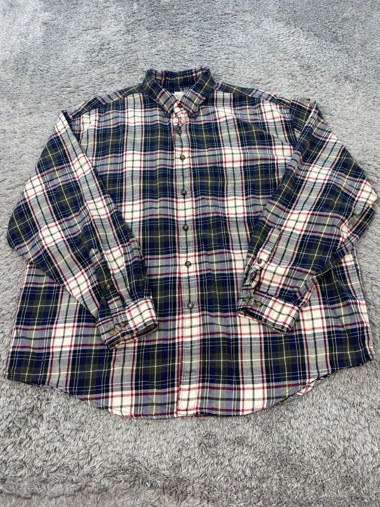 Eddie Bauer Mens XL Vintage Multicolor Plaid Flannel Button Down Shirt Regular Fit
