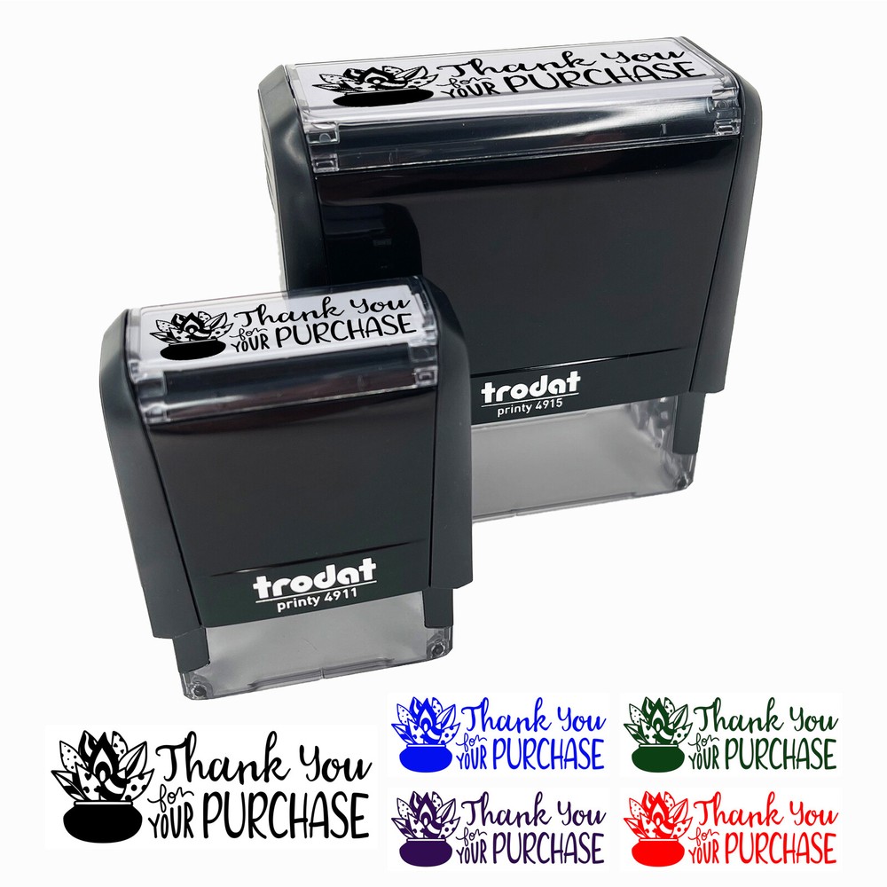Thank You for Your Purchase Succulent Self-Inking Rubber Stamp Ink Stamper