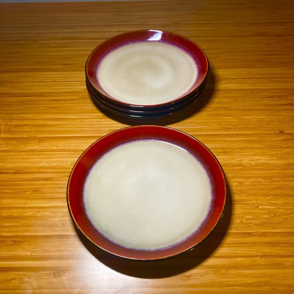 4x Pfaltzgraff Studio ARIA RED 3 Color Stoneware Salad Plate Set 7.75”