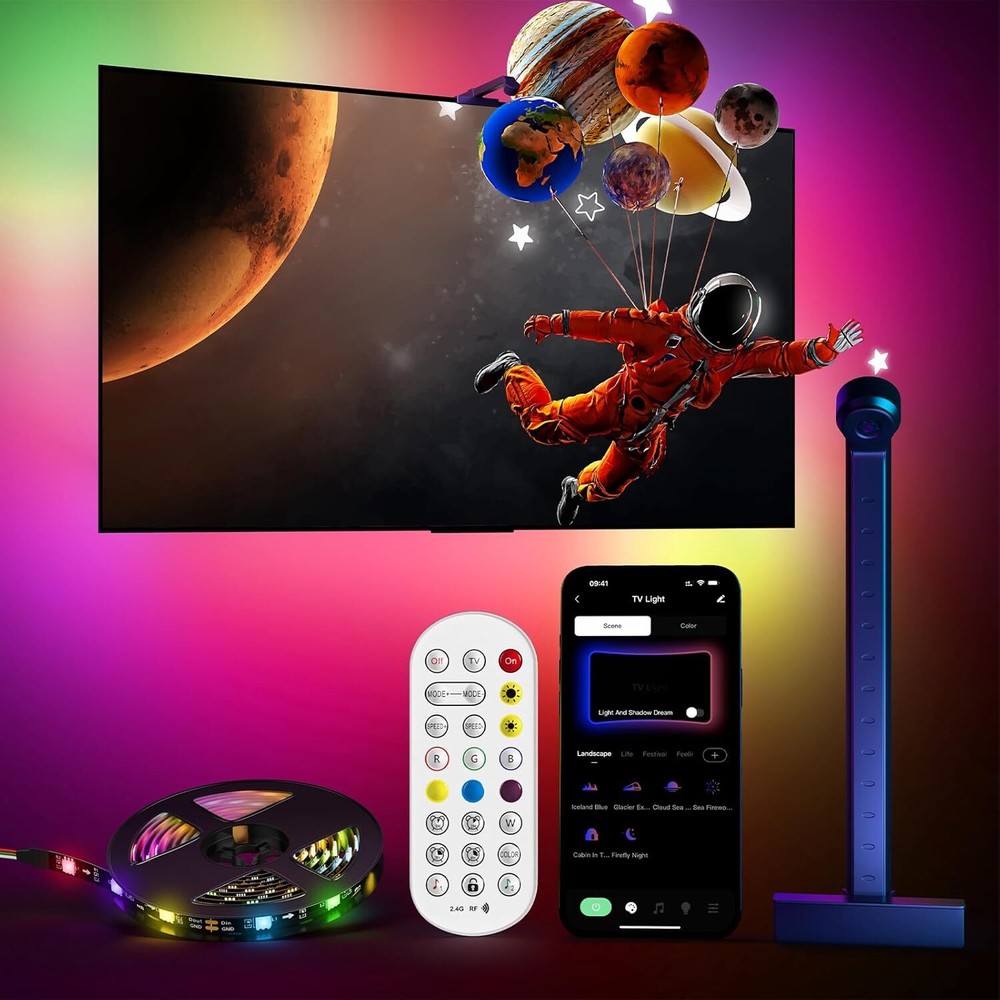 LED smart TV backlight with 55 to 60 inch TV camera,LED lights TV color changing