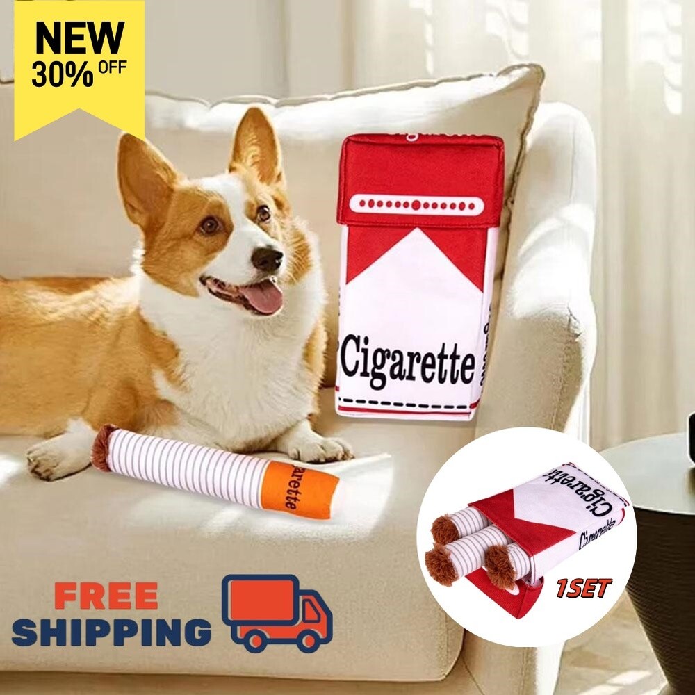 Giggles Interactive Cigarettes Dog Toy Teething Toys Funny Squeaky Cigar Pl QX