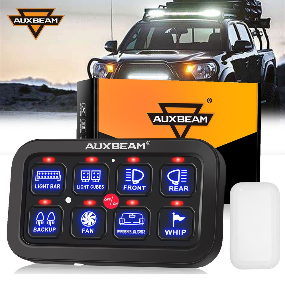AUXBEAM 8 Gang Switch Panel Circuit Control w/ Waterproof Case for Dodge Ram
