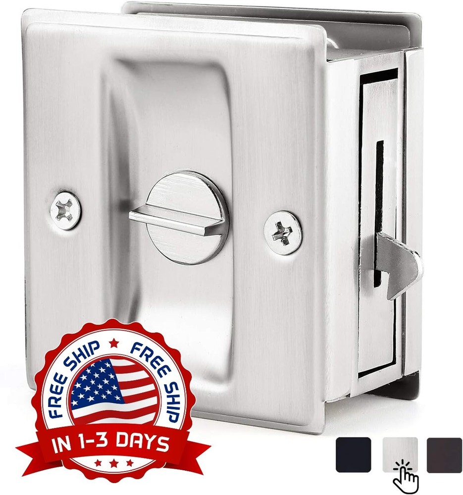 Cerradura De Puerta De Bolsillo De Privacidad De Plata Cepillada De 2.8 Pulgadas
