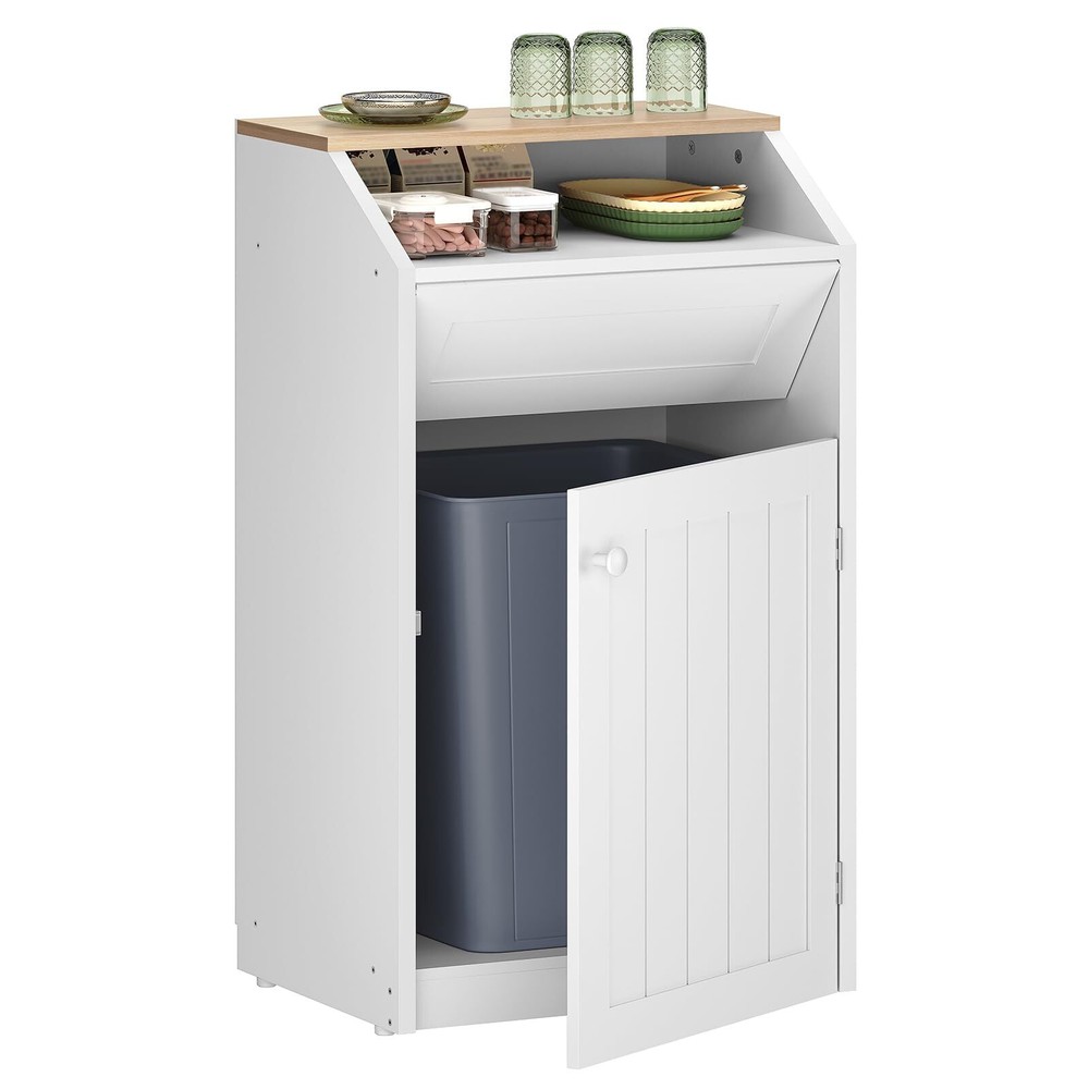 Trash Cabinet, Freestanding Trash Can Cabinet, Wooden Recycling Cabinet with ...