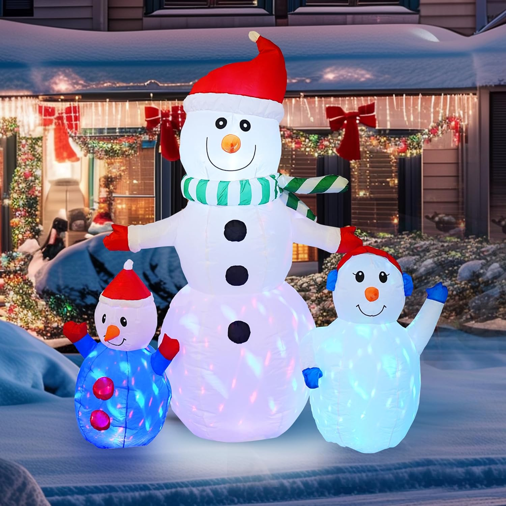 6 FT Christmas Inflatable Snowman Outdoor Decorations, Blow up Snowman Built-In