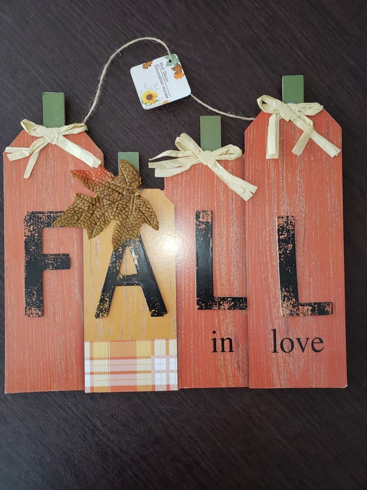 Large Rustic Fall Wooden Hanging Sign, Fall In Love