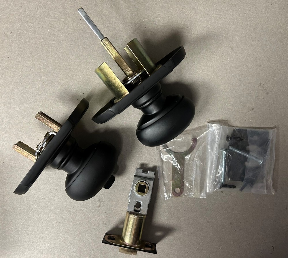 Emtek KIK Entry Knob Set with Egg Knob 8 Rosette in Matte Black No Key