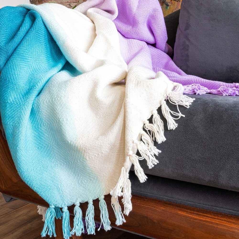 | Riley Collection | Premium Cotton Textured Throw Blanket, Modern Design for...