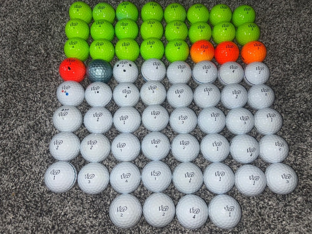 68 Vice Pro Color Used Golf Balls 4A/5A Mix (Near Mint and Mint) FREE SHIPPING-image