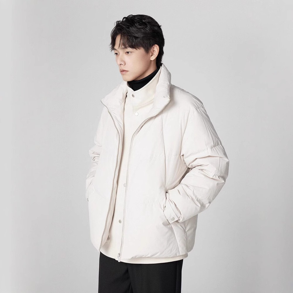 2024 Mens Korean Style False 2 Pcs Puffer Jackets Warm Short Loose Down Overcoat