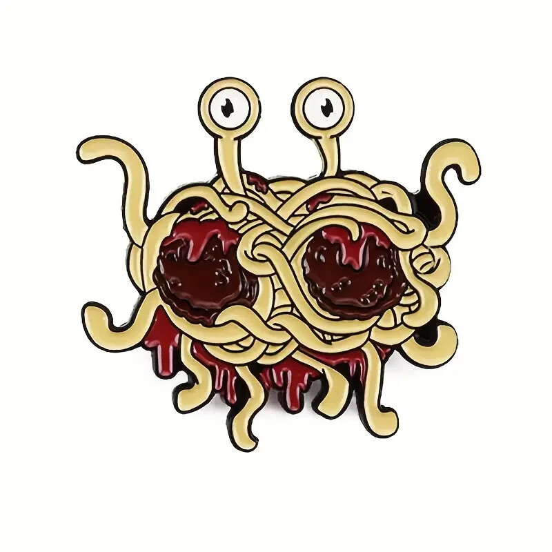 FLYING SPAGHETTI MONSTER PIN Religious Agnostic Atheist Gift Enamel Lapel Brooch