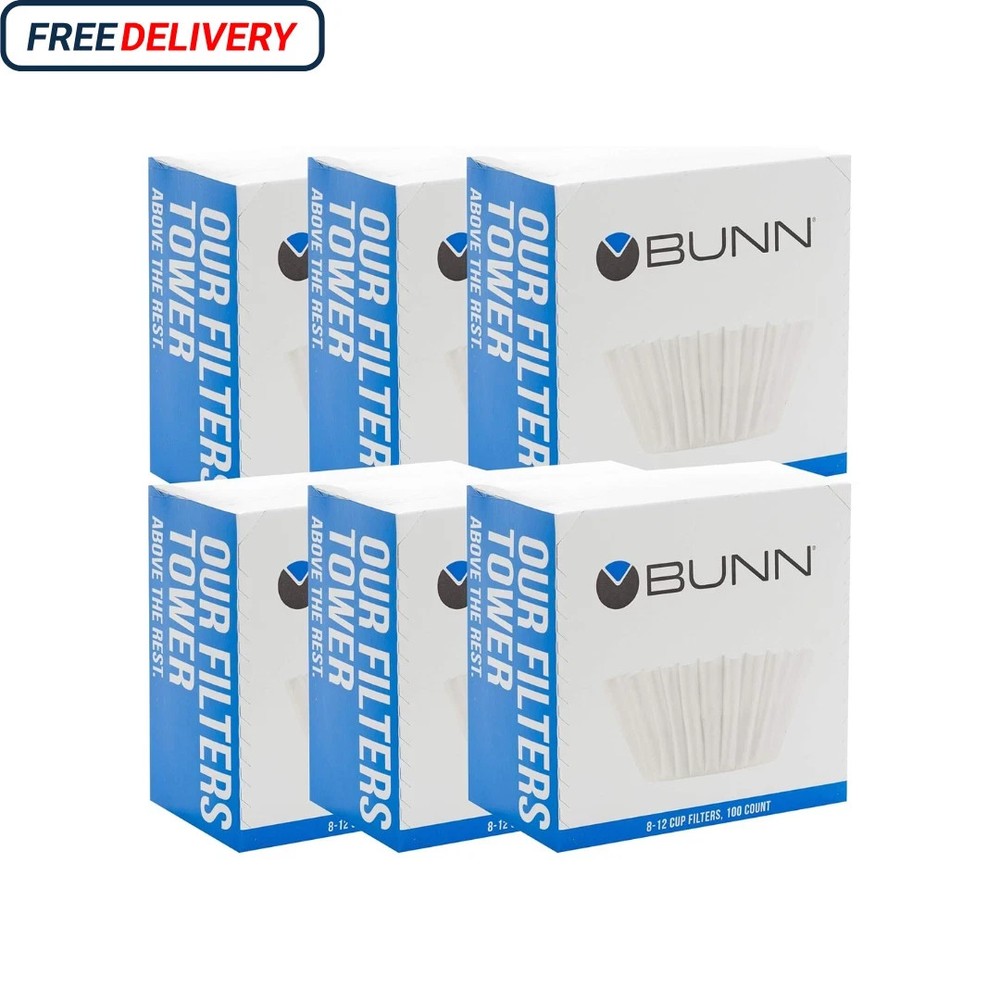 BUNN 8-12 Cup Coffee Filters (20104.0006), 100 Filters/Box, 6-Box (600 Filters)
