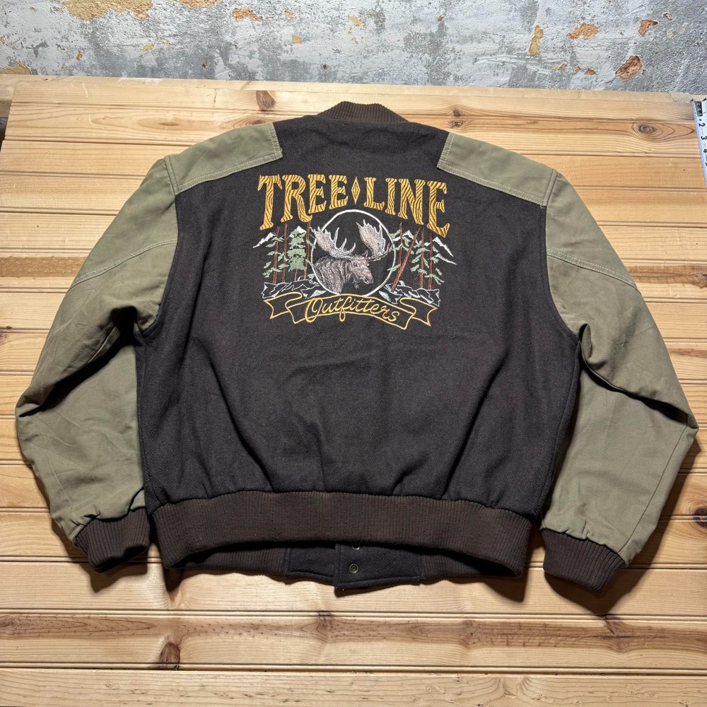 Vintage 80s 90s Treeline Outfitters Moose Embroidered Bomber Jacket Men's Large
