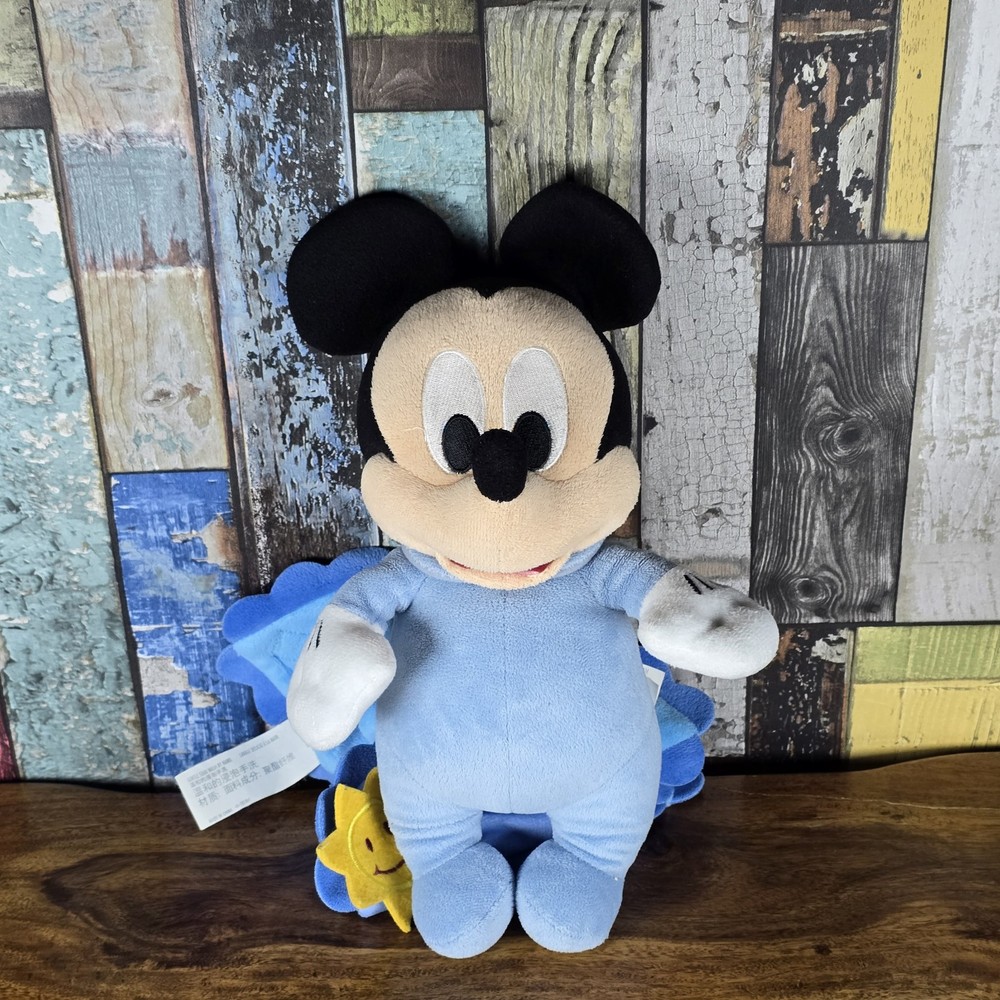 Disney Parks Baby Mickey Mouse Swaddle Plush Blanket Toy Blue Collectible