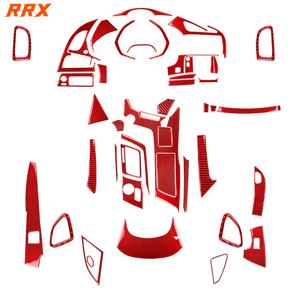 50Pcs Red Carbon Fiber Kits Full Exterior Interior Trim For Corvette C7 2014-19