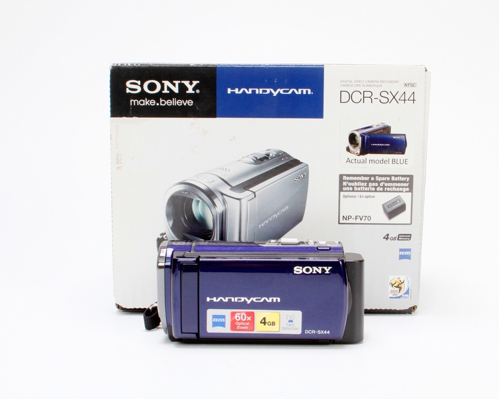 Sony DCR-SX44 Handycam Camcorder (Blue) w/ 4GB Internal Storage