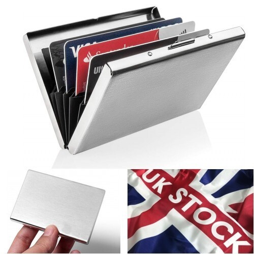 6-Slot RFID Blocking Stainless Steel Credit Card Wallet Unisex Deluxe Design-image