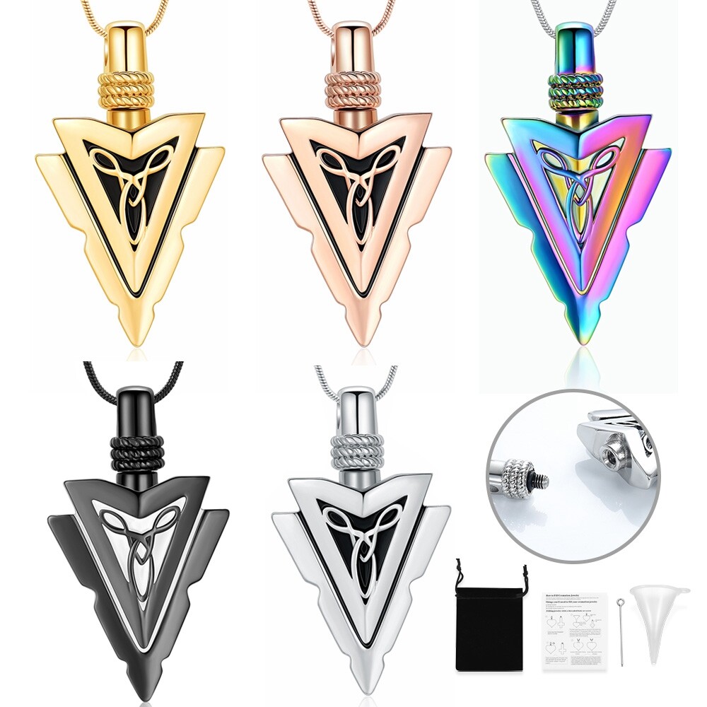 Arrowhead Urn Necklace for Ashes Memorial Keepsake Cremation Jewelry