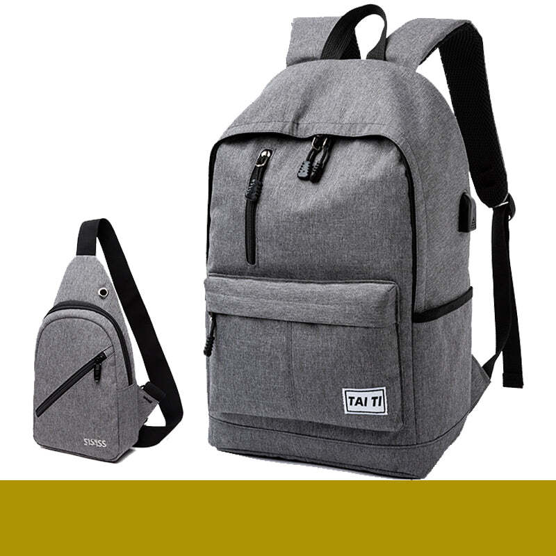 Color: Gray small upgrade chest bag - Backpack Men's Backpack Large Capacity Lar