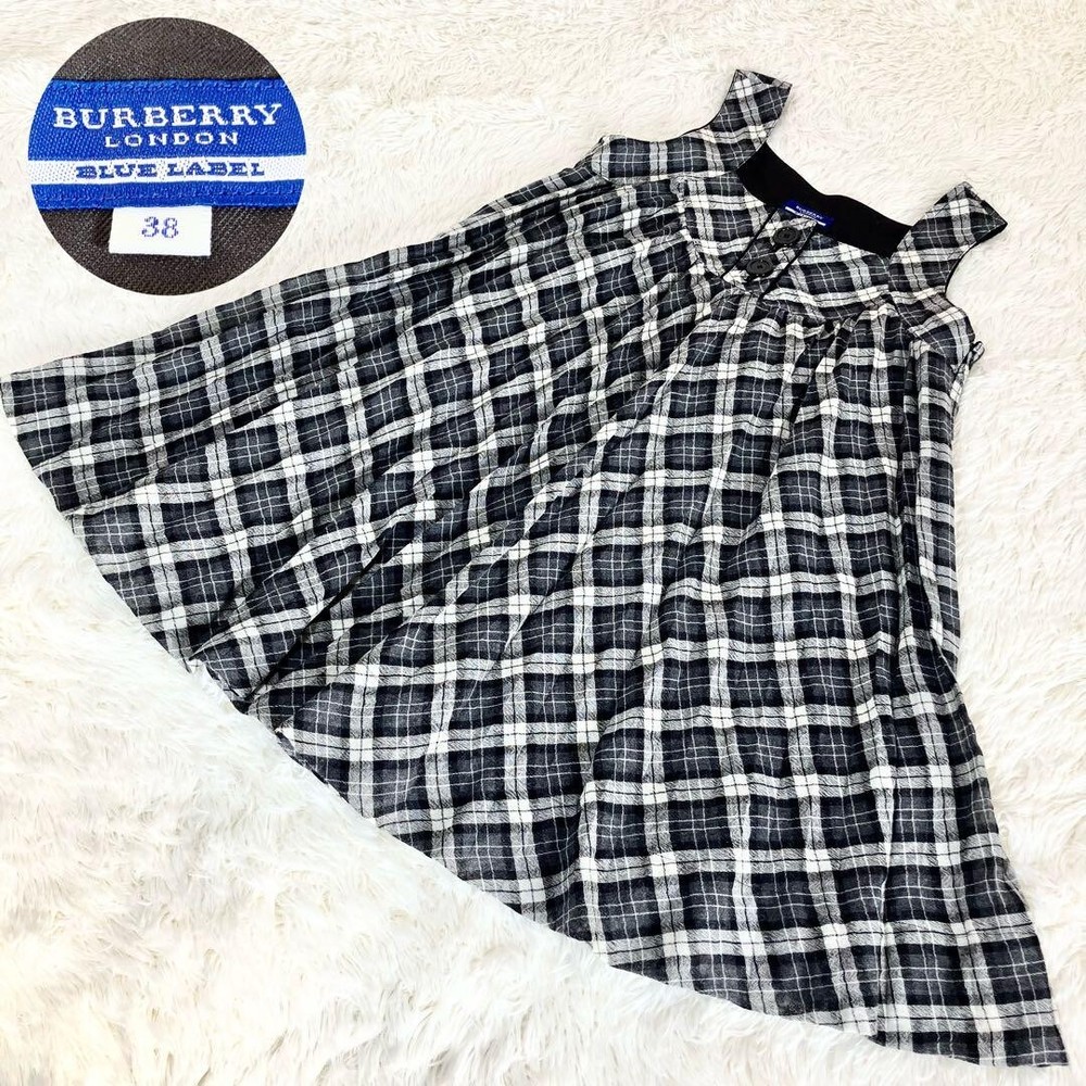 Burberry Wool Nova Check Tunic Sleeveless Dress Black A-line Women Size 38 Used