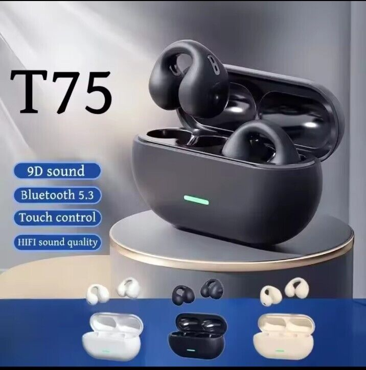 Bluetooth Clip-On Headphones with 30-Hour Battery Life