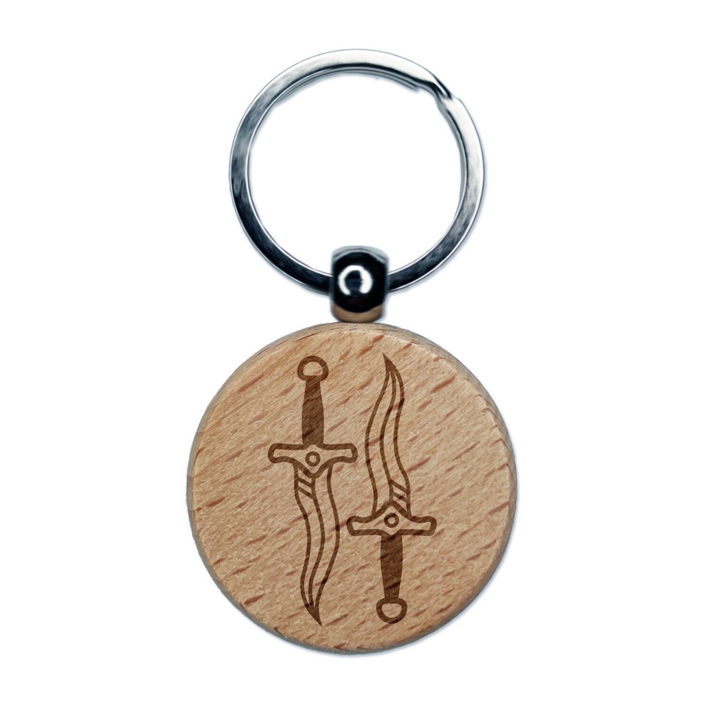 Daggers and Knives for a Thief or Rogue Engraved Wood Round Keychain Tag Charm
