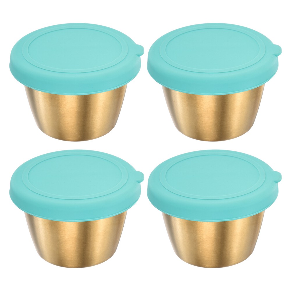 4pcs Condiment Cups Containers with Lid 2.4oz Salad Dressing Container Sky Blue