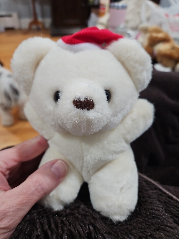 Russ Berrie Holiday Collection Honey The White Christmas Bear 6” Plush Vintage